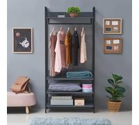 Zahra Bedroom Double Open Wardrobe 4 Shelves Furniture Storage Cupboard
