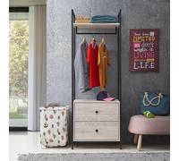 Zahra Bedroom Double Open Wardrobe 2 Drawers Furniture Storage Cupboard
