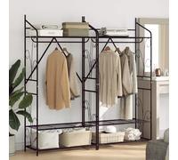 Open Wardrobe Metal with Organiser 2 Pieces 78 x 36 x 158 cm, Modern Bedroom Storage System with Clothes Rail, Shelves, Compact and Durable for Dressing Room and Hallway