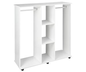 Open Wardrobe Mobile Double Clothes Rail Garment Rack Storage Closet Unit White