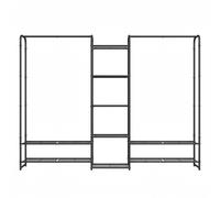 Open wardrobe with hangers, Black Matt / 183W cm