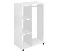 Open Wardrobe with Hanging Rail and Storage Shelves w/Wheels Bedroom-White