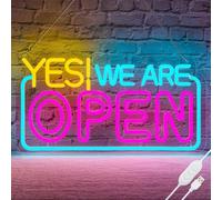 Open Welcome LED Neon Signs Colorful Happy Hour Neon Art Wall Lamps Dimmable Acrylic Light up for Bedroom Man Cave Bar Pub Party Wall Decor