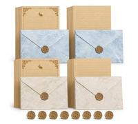 Open-When Letter Kit with Wax Seals, 40-Piece Vintage Stationery | Create letters for special moments. Includes lined sheets, envelopes, and wax seal details. A personal alternative to texts.