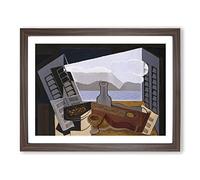 Open Window By Juan Gris Classic Painting Framed Print | A2 Walnut Framed Wall Art | Ready to Hang | Classic Historical Picture | Living Room Bedroom Lounge Office