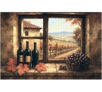 Open Window Tuscany View Nature Frame Style Winemaking Black Wine Colorful Artwork Unique Birthday Present Educational Gift Home Decor Puzzle Entertainment Toys Intellectual Game_1000pcs