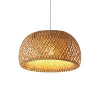 Open Woven Dome Bamboo Chaner - Creative Hat-Shaped Rattan Pendant Light with E27 Single-Head Hanging Lamp Shade for Living Room and Dining Room Decoration Lighting Fixtures
