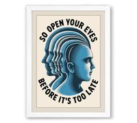 Open Your Eyes Mid-Century Framed Wall Art Print A3 (42×29.7cm) White, Wall Decor for Living Room, Bedroom, Office & Home, Ready to Hang, Art Gift