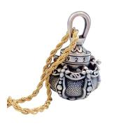 Openable 925 Silver Alchemy Furnace Pendant,Gothic Pumpkin Medicine Bottle Amulet Necklace,Golden wire rope chain punk jewelry