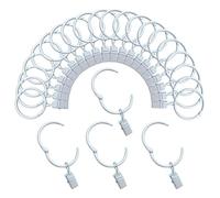 Openable Curtain Rings with Clips 1.25 inch Interior Diameter 24 Pack Rustproof Metal Hangers Ring Decorative Drapery Vintage White TXZWJZ