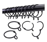 Openable Curtain Rings with Eyelet,24PCS Curtain Rings,Drapes Rings 50mm Interior Diameter Black TXZWJZ