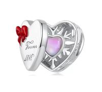 Openable Forever Love Heart Charm Bead I Love You Genuine 925 Sterling Silver Compatible With Pandora Bracelet