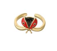 Openable Ladybirds Shaped Rings With Colorful Drip Glaze Finish Ergonomic Copper For Casual Or Formal Occasions Six Spotted Open Jewelry