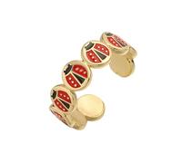 Openable Rings Featuring Colorful Drip Painted Ladybirds Artwork Comfortable Lightweight Copper Jewelry Accessory Lightweight Adjustable Cocktail Rings
