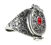 Openable Rings with Nepalese Gawu Box Jewelry Holder Rings Rhinestones Embossed Pattern Accessory Gawu Box