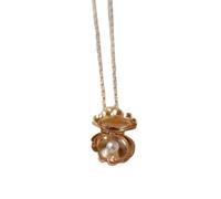 Openable Seashell Pendant Necklace with Simulated Pearl - Boho Ocean-Inspired Jewelry for Women