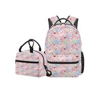 OPENARTUP Axolotl Backpack for School Girls Pink Backpack and Lunch Box Set 2nd Grade Backpacks Ages 8-10 Kid Backpacks Leakproof Lunch Pouch Large Capacity School Bag