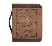 OPENARTUP Brown Bible Cover Case with Pen Holders, Bible Cover PU Leather with Pocket Zipper, Bible Bag for Church Carrying Accessories, God is Within Her She Will Not Fall