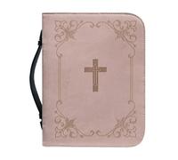 OPENARTUP Brown Large Bible Covers Case for Women, Bible Case with Bookmark, Book Carrying Case Protective, Bible Bag with Zipper, Handle Bible Case, Jesus Saved My Life