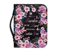 OPENARTUP Butterfly Bible Bag with Bookmark Pocket, PU Leather Bible Covers Large Waterproof, Bible Carry Case with Bible Verse: He Fills My Life with Good Things