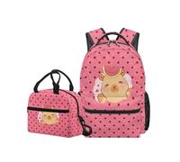 OPENARTUP Capybara Backpack for Girls Backpack and Lunch Box Set 6th Grade Watermelon Backpacks Ages 8-10 Cooler Lunch Pouch Back to School Bag Kid Backpacks Large Capacity