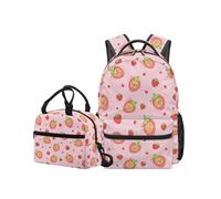 OPENARTUP Capybara Backpack for School Girls Pink Backpack and Lunch Box Set 1st Grade Backpacks Ages 8-10 Leakproof Lunch Pouch Kid Backpacks Large Capacity School Bag for Picnic
