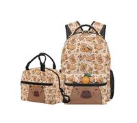 OPENARTUP Capybara Backpack with Lunch Box Girls School Backpack Cute Backpacks Kids Elementary School Bookbag Lunch Boxes Leakproof Lunchbox Big Capacity Backpacks