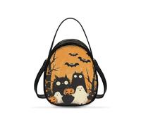 OPENARTUP Cat Ladies Crossbody Bags,Double Layer Universal Leather Yellow Spectre Bat Fancy Fashion Compact and Portable Mini Purse for Walking and Any Other Occasions,Cycing,Workout,All Saints' Day