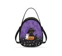OPENARTUP Cat Over Shoulder Bag for Women,Anti Theft With Shoulder Strap Double Layer Black Pumpkin Spectre Fashion and Cute Leather Small Zipper Bags for Travel,Workout,All Saints' Day,Cycing,Walking