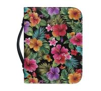 OPENARTUP Colorful Floral Bible Covers with Bookmark, Extra Large Bible Cover Case for Women, Green Leaves Bible Bag for Study Supplies, Protective with Zippered Pocket