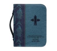 OPENARTUP Cross Leather Bible Cover for Men, Bible Case with Handle, Bible Bags for Study Supplies, Carrying Case Accessories with Bible Verse, There is No Fear in Love