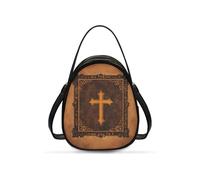 OPENARTUP Crucifix Ladies Shoulder Bags Crossbody,Soft Leather Compact and Portable Small Square Anti Theft Beautiful and Fashion Black Moon Night Purse for All Saints' Day,Shopping,Travel,Workout