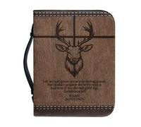 OPENARTUP Deer Bible Cover with Bookmark Pocket, PU Leather Bible Bag, Bible Carry Case with Bible Verse, Extra Large Bible Study Supplies, Let Us Not Grow Weary