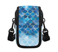 OPENARTUP Fish Scale Cell Phone Crossbody Bags Phone Purse for Women Small Blue Wallet Cute and Fashion with Antitheft Shoulder Strap for Workout,All Seasons,Work,Traveling,Dating