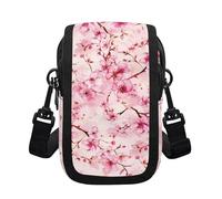 OPENARTUP Flowers Cross Body Phone Bag Purses Travel Pouch Shoulder Pink Bag for Women Fashion and Lightweight Double Larye Wallet Anti Theft for Workout,All Seasons,Work, Dating