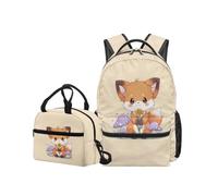 OPENARTUP Fox Backpack for Girls with Lunchbox Elementary School Backpacks Kids Backpack Large Capacity Back to School Insulated Lunch Bag Kawaii Bookbag Leakproof Snack Bag