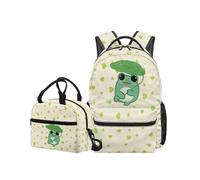 OPENARTUP Frog Backpack for Girls with Lunch Box Girls Back to School Bag 6Th Grade Elementary Backpacks Kids Backpack Big Capacity 10-12 Lunch Boxes Insulated for Picnic