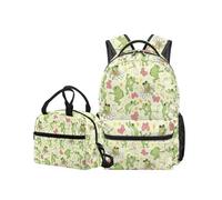 OPENARTUP Frog Backpack Lunch Box Girls School Backpack Cute Backpacks Kids Middle School Bookbag Leakproof Lunch Boxes Insulated Lunchbox Large Capacity Backpacks for Picnic
