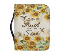 OPENARTUP Hummingbird Bible Bag with Bookmark Pocket, PU Leather Bible Covers Large for Women, Bible Carry Case with Bible Verse: Walk by Faith Not by Sight, Bible Study Supplies
