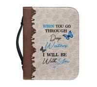 OPENARTUP Hummingbird Bible Bag with Zipper Pocket, PU Leather Bible Covers Large for Women, Floral Bible Carry Case with Bible Verse: Cast Your Burden on The Lord
