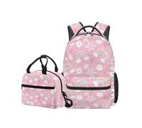 OPENARTUP Rainbow Backpack for Girls Backpack and Lunch Box Set 1st Grade Backpacks Ages 8-10 Cooler Lunch Pouch Kid Backpacks Large Capacity Back to School Bag for Picnic