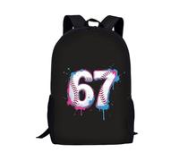 OPENARTUP School Bag 67 Backpack for Boys Six Seven Backpacks Funny 6 7 Casual Daypack Backpacks Black Bookbag Basetball Packs Large Capacity 17in Double Shoulder Bag Back to School