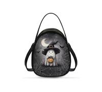 OPENARTUP Spectre Ladies Shoulder Bags Crossbody,Soft Leather Compact and Portable Small Square Anti Theft Beautiful and Fashion Black Moon Night Purse for All Saints' Day,Shopping,Travel,Workout