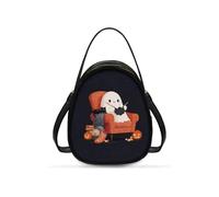 OPENARTUP Spectre Over Shoulder Bag for Women,Anti Theft With Shoulder Strap Double Layer Black Pumpkin Cat Fashion and Cute Leather Small Zipper Bags for Travel,Walking,Workout,All Saints' Day,Cycing