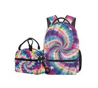 OPENARTUP Tie Dye Backpack for Girls Lunchbox Set Girls Back to School Bag Elementary 6th Grade School Backpacks Kids Backpack 10-12 Leakproof Cooler Lunchbox Insulated for Travel