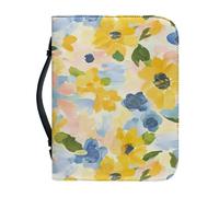 OPENARTUP Vintage Floral Bible Cover with Handle, Large Leather Bible Case Colorful Bible Bag with Zippered Pocket, Durable Bible Case Study Supplies Bible Holder