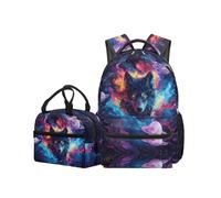 OPENARTUP Wolf Backpack for Kids with Lunchbox School Backpack Backpacks Kids Lunch Boxes Insulated Lunchbox Leakproof Big Capacity Backpacks Elementary School for Hiking
