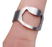 Opener for on the go, stainless steel beer opener as a finger ring for men and women, stylish bottle opener for bar, kitchen, party, compact bar tool for drink opening, practical