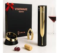 OPENERO Electric Wine Opener - Luxury Automatic Corkscrew with Rechargeable Battery, Charging Base and Precision Steel Foil Cutter, Premium Wine Gift for Women & Men (Gold) by LINKSTYLE