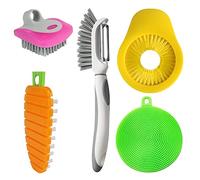 Openfly Flexible Vegetable Brush Fruit and Vegetable Brushes, Vegetable/Fruit Peeler with Brush Bendable Fruit Brush Scrubber for Food Veggies Carrot Potato Corn, 5 Pcs